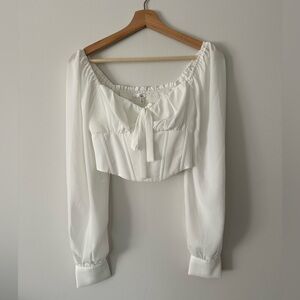 Corset Bustier Longsleeve Top - Off-White - Size small